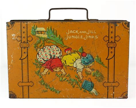 jack and jill jungle jinks metal box|Vintage California Perfume Jack and JIll Jungle Jinks Metal Tin.